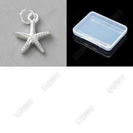 6Pcs 925 Sterling Silver Starfish Charms, with Jump Rings