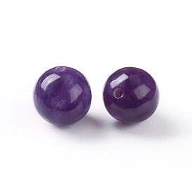 Natural Charoite Beads, Half Drilled, Round