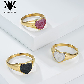 304 эмалированные перстни из нержавеющей стали для женщин, сердце, золотые