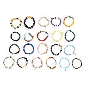 Pulseras de cuentas de piedras preciosas naturales y sintéticas, estilo mezclado