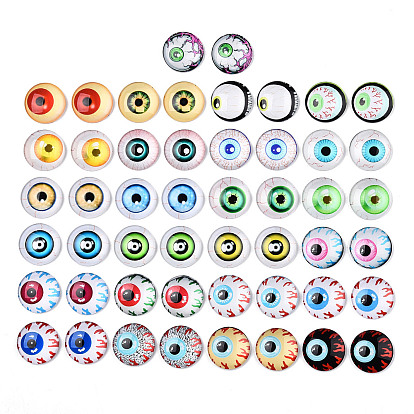 Cabochons de verre imprimées, un demi-tour / dôme avec motif d'oeil