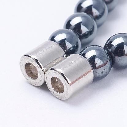 Гальванические магнитные синтетические гематитовые наборы, ожерелья и браслеты, круглые