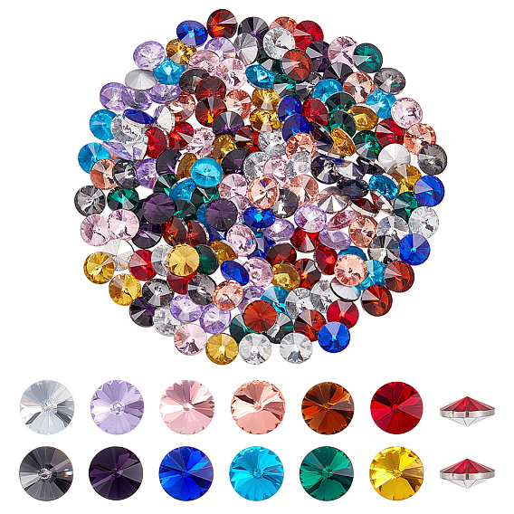 192шт. 12 цвета, стразы, кабошоны из алмазного стекла, задние и задние