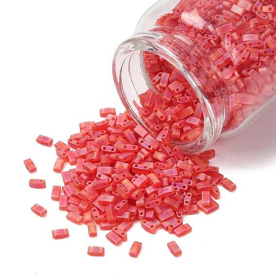 MIYUKI Half TILA Beads, Japanese Seed Beads, 2 Hole, Matte Transparent Colours AB