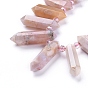 Natural Cherry Blossom Agate Beads Strands, Top Drilled Beads, with Glass Beads, Faceted, Double Terminated Point