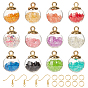 DIY Globe Dangle Earring Making Kits, Including Transparent Glass Globe Pendants, Resin Rhinestone inside, Brass Earring Hooks & Jump Rings, Round