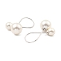 Boucles d'oreilles pendantes rondes en perles de coquillage, boucles d'oreilles en argent sterling plaqué rhodium, avec cachet 925