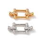 925 fermoirs déployants en argent sterling avec micro pavés de zircone cubique transparents, rectangle, crémaillère plaquage, plaqué longue durée