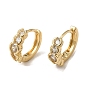 Brass Micro Pave Cubic Zirconia Hoop Earring, with Glass