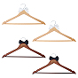 4Pcs 2 Colors Wood Wedding Clothes Hangers, with Iron Hook and Polyester Bowknot