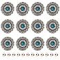 12 наборы заклепок из сплава и имитации бирюзы, с железной фурнитурой, плоские круглые с цветочным узором, для поделок багажа и аппаратных принадлежностей