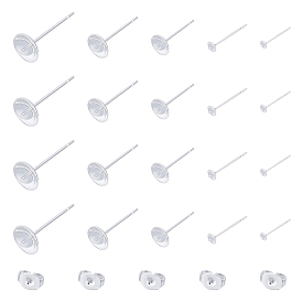 Unicraftale 304 Stainless Steel Stud Earring Findings, For Half Drilled Beads, with 50PCS Ear Nuts