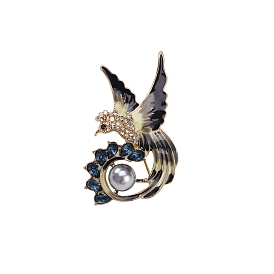 Брошь в виде птицы из сплава со стразами, с эмалью, для рюкзака для одежды
