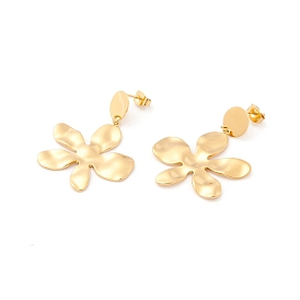 304 Stainless Steel Studs Earrings, with Flower, for Women