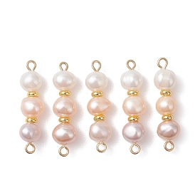Натуральный культивированный пресноводный жемчуг, полированные с двух сторон, звенья из бусин, соединительные подвески, с 304 двойными петлями из нержавеющей стали, золотые