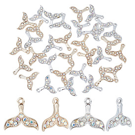 32 шт 2 цвета цинковый сплав разноцветные стразы подвески, Whale Tail