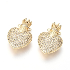 Латунные микро проложить кубического циркония подвески, сердце, прозрачные