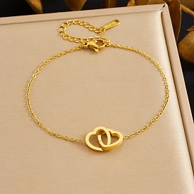 Браслеты из нержавеющей стали с переплетенными звеньями в форме сердца, браслеты-цепочки для женщин