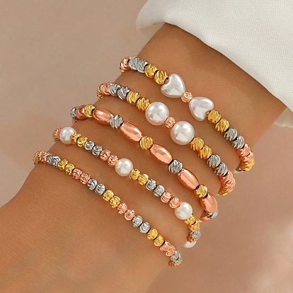 Трехцветные латунные браслеты-слайдеры в богемном стиле, круглые браслеты из бисера для женщин