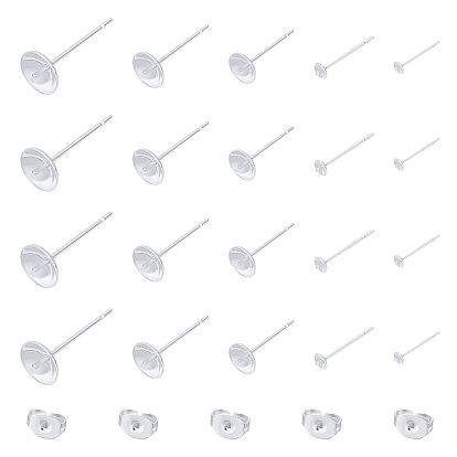 304 Stainless Steel Stud Earring Findings, For Half Drilled Beads, with 50PCS Ear Nuts