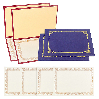 DIY Certificate Holder Sets, Diploma Holders, with Document Covers with Gold Foil Border and Letter Size Blank Paper, Office Products