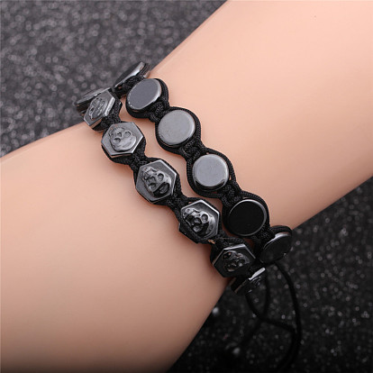 Minimalist Black Onyx Skull Adjustable Bracelet for Fashionable Men and Women
