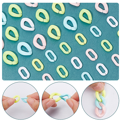 CHGCRAFT 1000Pcs 10 Style Opaque Acrylic Linking Rings, Quick Link Connectors, For Jewelry Cable Chains Making, Oval & Twist