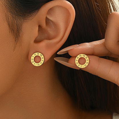 Женские серьги-каффы из нержавеющей стали с римскими цифрами в стиле минимализма