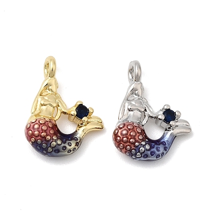 Латунные микропроволочные кубические циркониевые подвески из эмали, русалка прелести, стойки покрытие, долговечный, без свинца и без кадмия