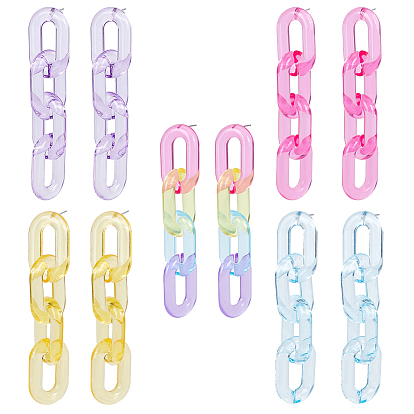 5 пары 5 цвета акриловые кабельные цепочки висячие серьги-гвоздики, длинные серьги-капли