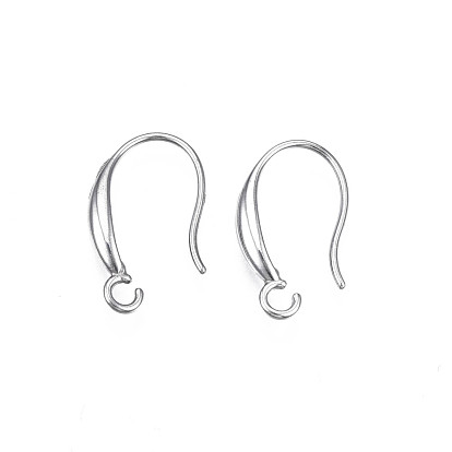 304 Stainless Steel Earring Hooks, with Horizontal Loop, Flat Ear Wire