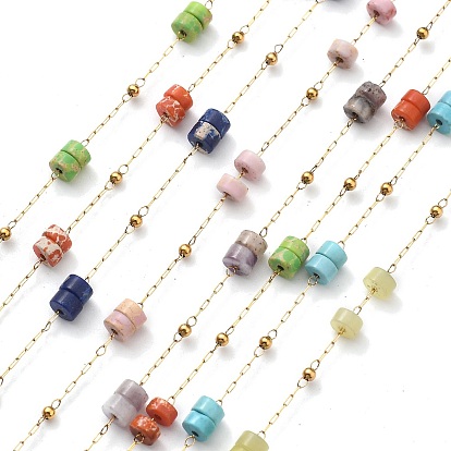 Ионное покрытие (ip) 304 цепи из нержавеющей стали, с бусинами из натуральных камней, реальный 18 k позолоченный, пайки, с катушкой, полированный