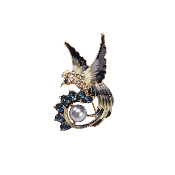 Брошь в виде птицы из сплава со стразами, с эмалью, для рюкзака для одежды