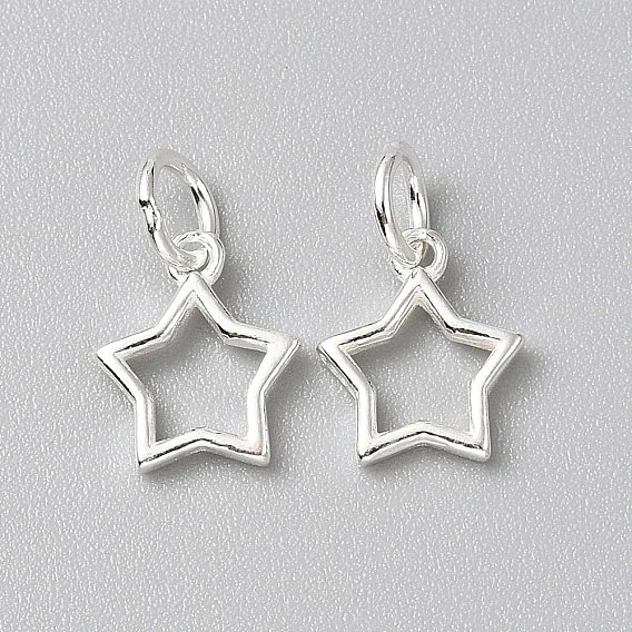 925 Sterling Silver Hollow Charms, with Jump Rings