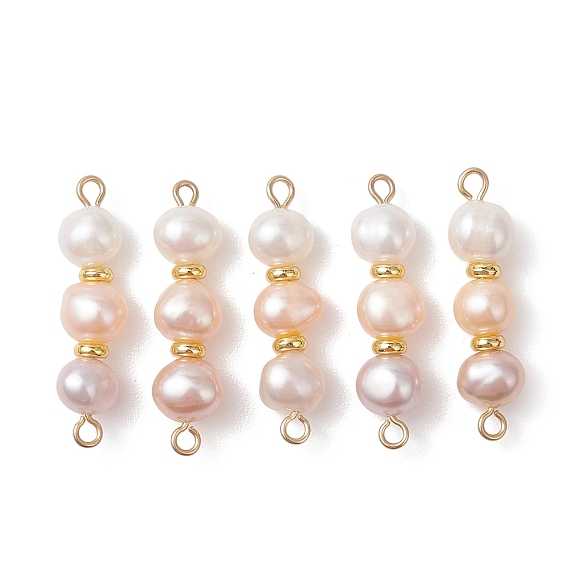 Натуральный культивированный пресноводный жемчуг, полированные с двух сторон, звенья из бусин, соединительные подвески, с 304 двойными петлями из нержавеющей стали, золотые