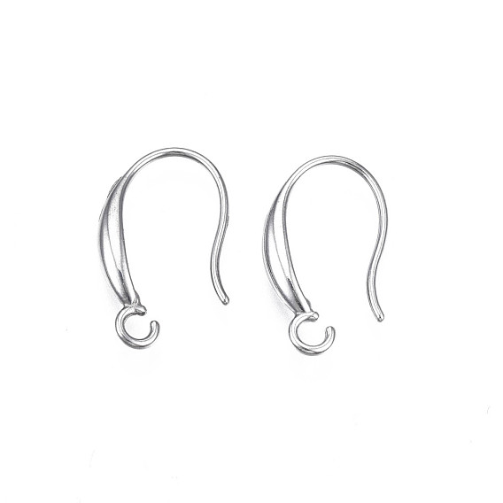 304 Stainless Steel Earring Hooks, with Horizontal Loop, Flat Ear Wire