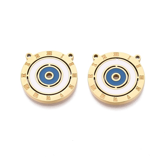 304 нержавеющей стальной эмали подвески, плоская круглая подвеска с римскими цифрами, ионное покрытие (ip), долговечный, золотые
