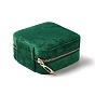 Square Velvet Jewelry Zipper Boxes, Portable Travel Jewelry Storage Case with Alloy Zipper, for Earrings, Rings, Necklaces, Bracelets Storage