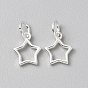 925 Sterling Silver Hollow Charms, with Jump Rings