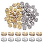 60 pièces 2 couleurs 316 perles d'espacement en strass en acier inoxydable chirurgical, plat rond