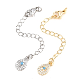 Латунный удлинитель бордюрной цепи, Цепочки с застежками-карабинами и подвесками из кубического циркония., слеза