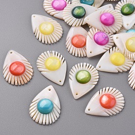 Natural Freshwater Shell Pendants, Dyed, Fishbone