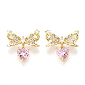 Латунные микро проложить кубического циркония подвески, без кадмия и без свинца, бант и сердечки