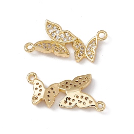 Brass Micro Pave Clear Cubic Zirconia Pendants, Butterfly Charm