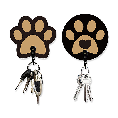 Вешалки с крючками из дерева и цинкового сплава, настенные крючки для ключей, печать кошачьей лапы