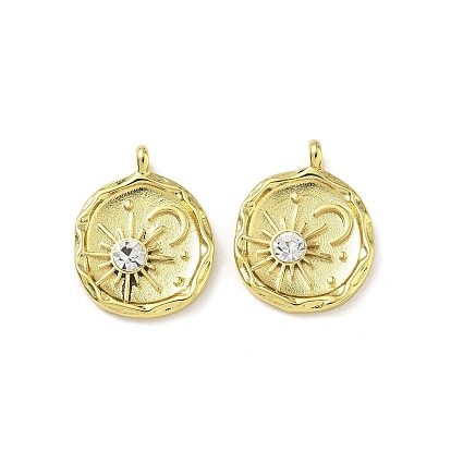 304 из нержавеющей стали Кристалл Rhinestone подвески, плоский круг с подвесками в виде солнца и луны