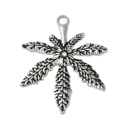Alloy Enamel Pendant, with Rhinestones, Leaf