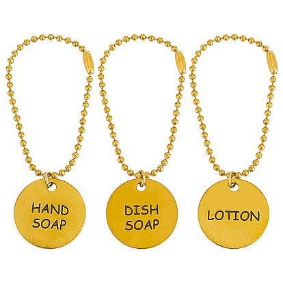 3 шт. плоские круглые бирки для ванной из нержавеющей стали подвески украшения, с шариковой цепью