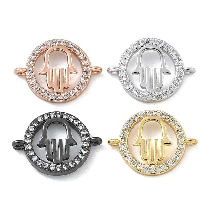 Стойка покрытие латунь микропаве прозрачный кубический цирконий плоский круглый с хамсой разъем для руки подвески, долговечный, без свинца и без кадмия