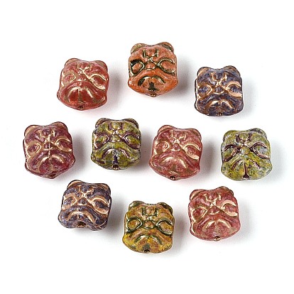 Краска для запекания Пикассо и стеклянные бусины, инкрустированные золотым металлом., танец льва